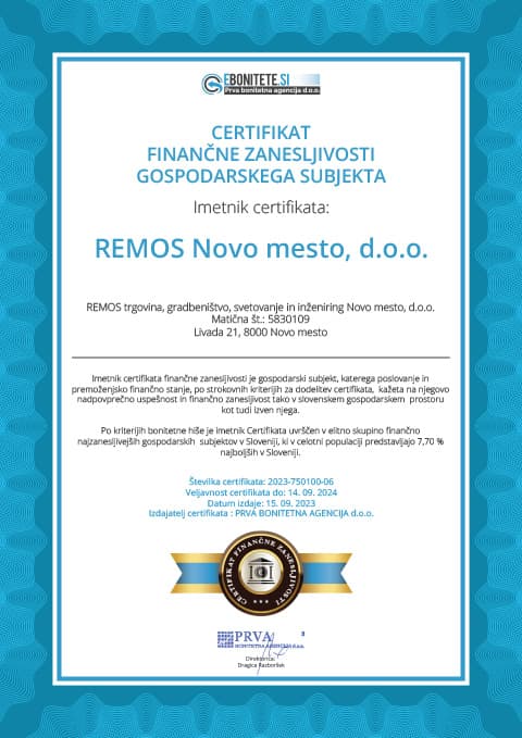 Certifikat REMOS