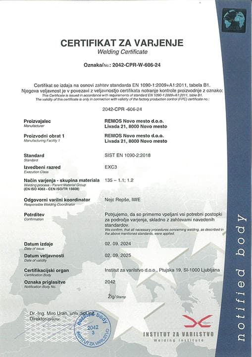 Certifikat REMOS